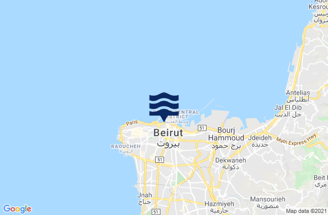 Beyrouth, Lebanon tide times map