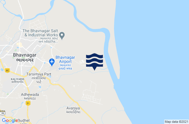 Bhavnagar Gulf of Cambay, India tide times map