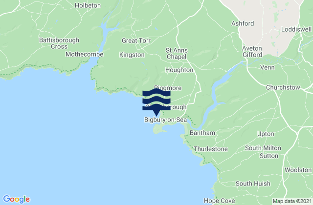 Bigbury Bay, United Kingdom tide times map