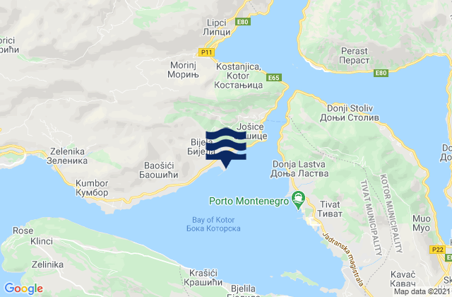 Bijela, Montenegro tide times map
