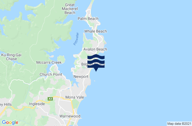 Bilgola Beach, Australia tide times map