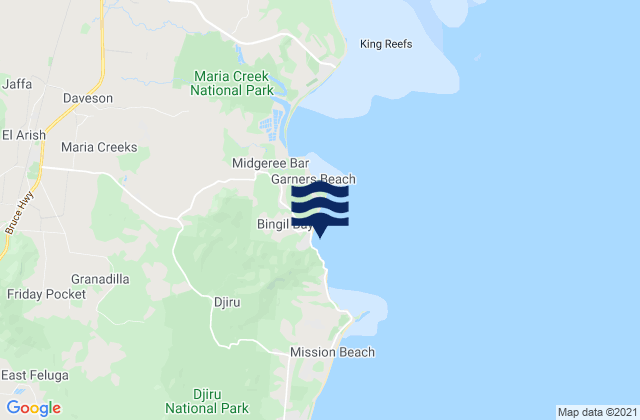 Bingil Bay, Australia tide times map
