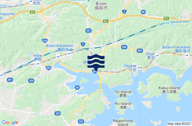 Bizen Shi, Japan tide times map