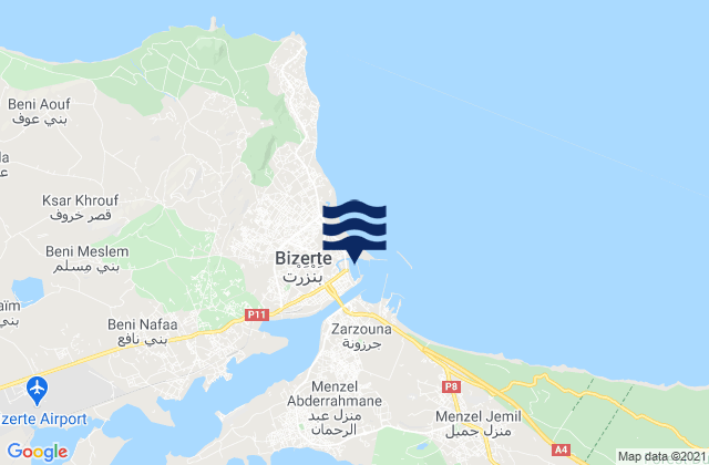 Bizerte, Tunisia tide times map