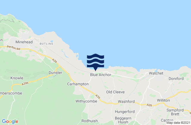 Blue Anchor Beach, United Kingdom tide times map