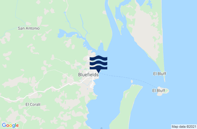 Bluefields, Nicaragua tide times map
