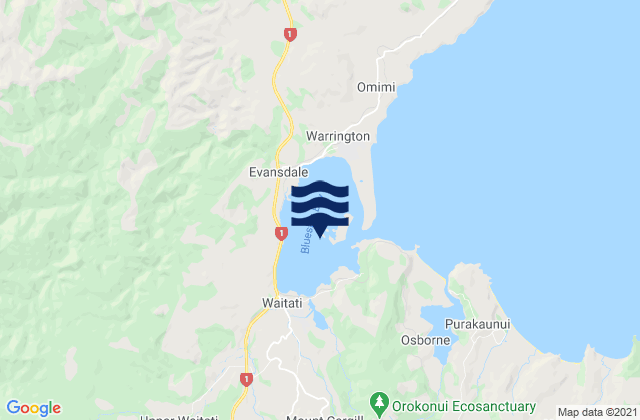 Blueskin Bay, New Zealand tide times map