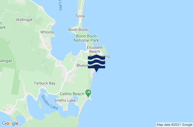 Blueys Beach, Australia tide times map