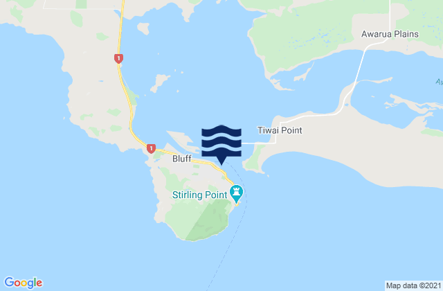 Bluff Harbour, New Zealand tide times map