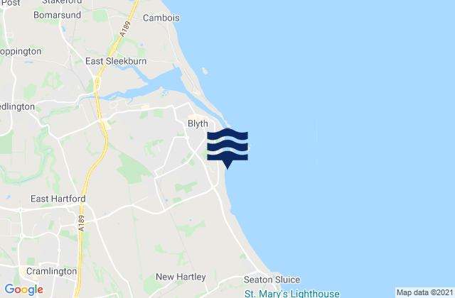 Blyth Beach, United Kingdom tide times map