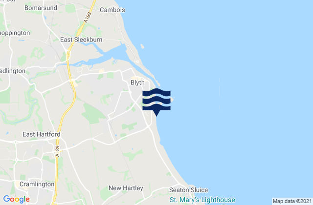 Blyth South Beach, United Kingdom tide times map