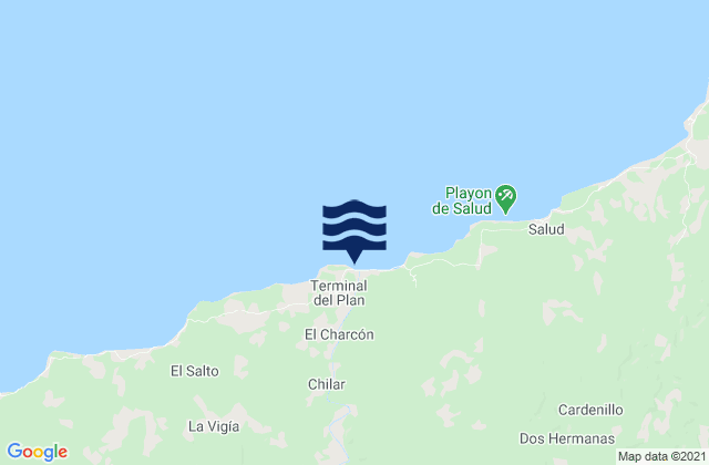 Boca de Rio Indio, Panama tide times map