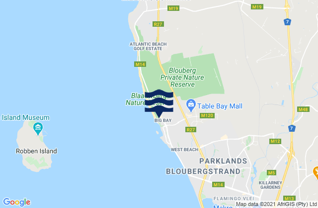 Bog Bay, South Africa tide times map