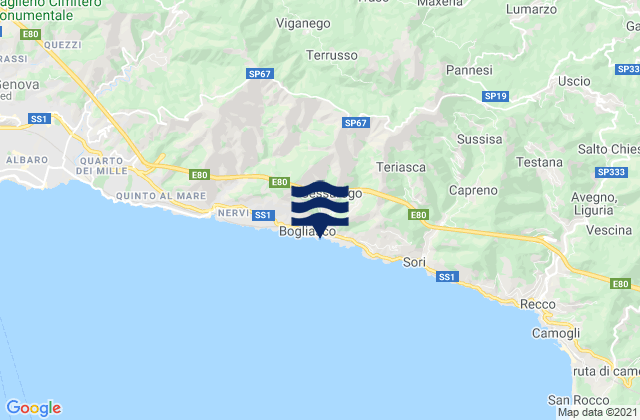 Bogliasco, Italy tide times map