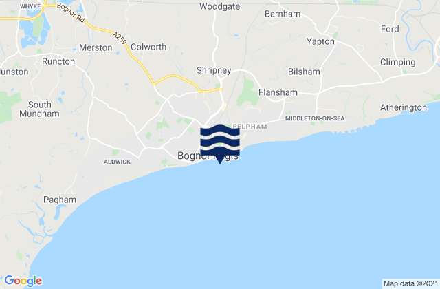 Bognor Regis - East Beach, United Kingdom tide times map