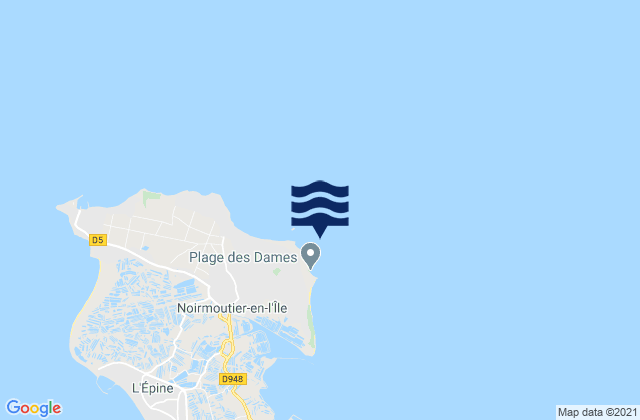 Bois de la Chaise Noirmoutier Island, France tide times map