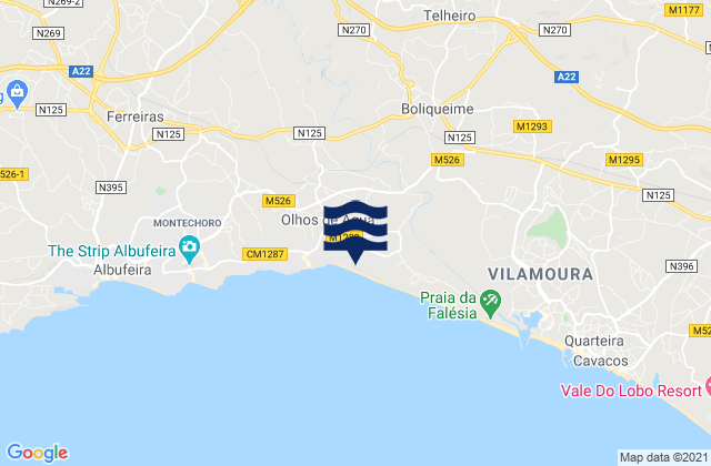 Boliqueime, Portugal tide times map