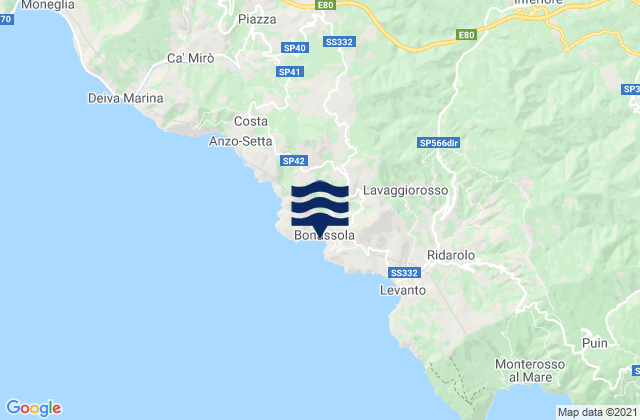Bonassola, Italy tide times map