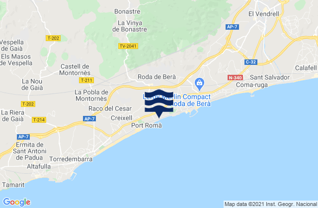 Bonastre, Spain tide times map
