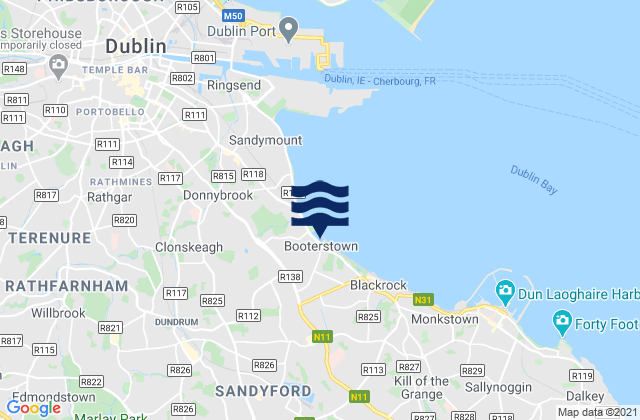 Booterstown, Ireland tide times map
