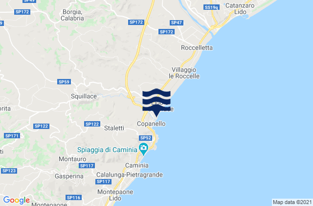 Borgia, Italy tide times map