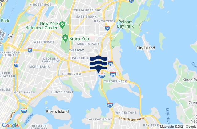 Borough of Bronx, United States tide chart map
