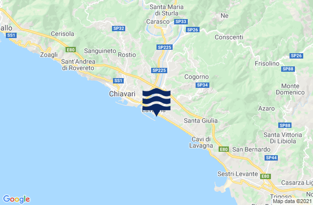 Borzonasca, Italy tide times map