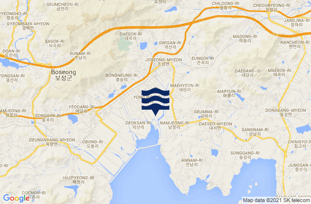 Boseong-gun, South Korea tide times map