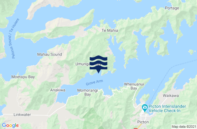 Bottle Bay, New Zealand tide times map
