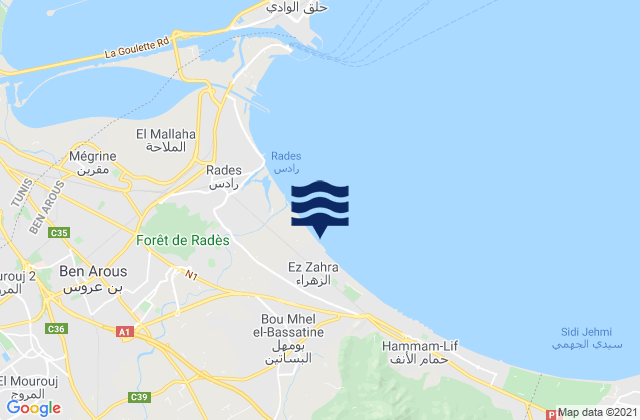 Bou Mhel El Bassatine, Tunisia tide times map