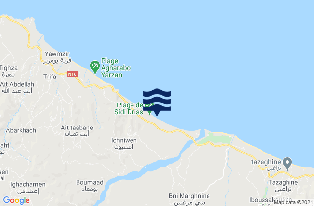 Boudinar, Morocco tide times map