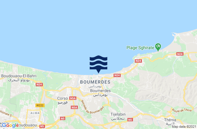 Boumerdas, Algeria tide times map
