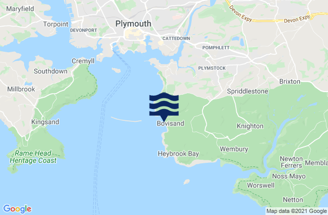 Bovisand Bay Beach, United Kingdom tide times map
