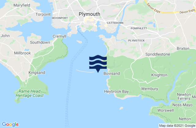 Bovisand Pier, United Kingdom tide times map