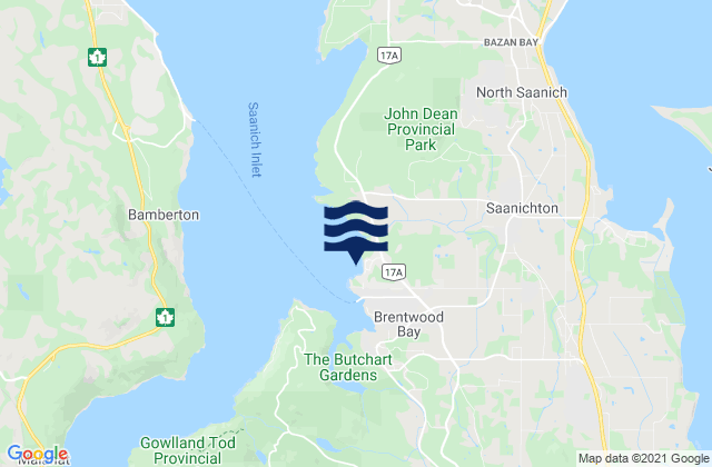 Brentwood Bay, Canada tide times map