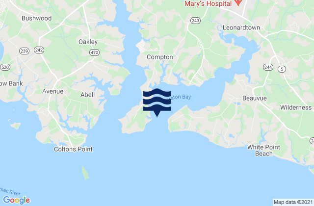 Breton Bay entrance, United States tide chart map
