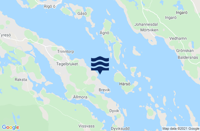 Brevik, Sweden tide times map