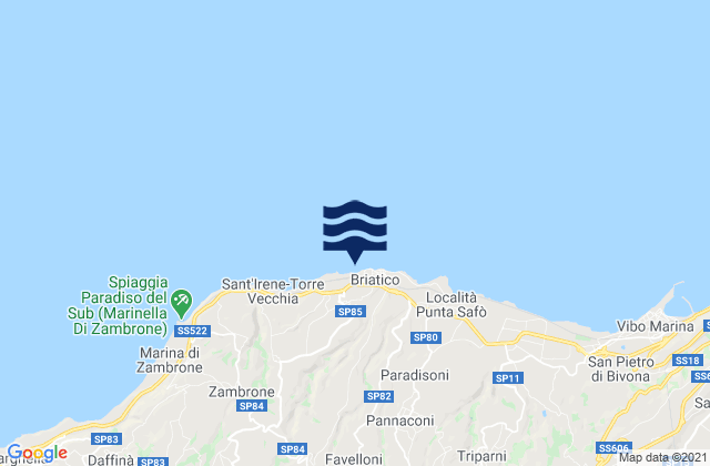 Briatico, Italy tide times map