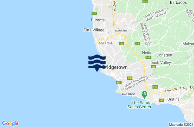 Bridgetown Harbour, Martinique tide times map