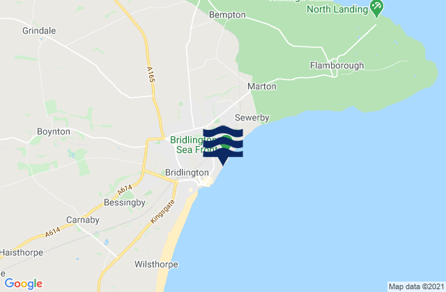 Bridlington Beach, United Kingdom tide times map