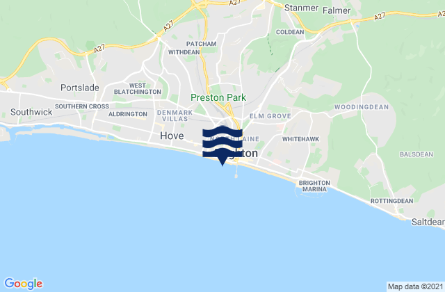Brighton Beach, United Kingdom tide times map
