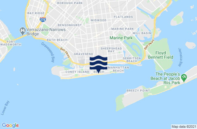 Brighton Beach Brooklyn, United States tide chart map