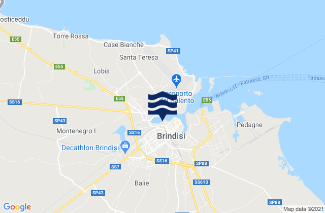 Brindisi, Italy tide times map