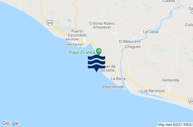 Brisas de Zicatela, Mexico tide times map