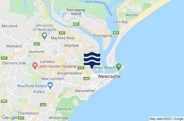 Broadmeadow, Australia tide times map