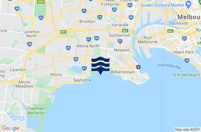 Brooklyn, Australia tide times map