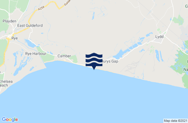 Broomhill Sands (Jurys Gap) Beach, United Kingdom tide times map