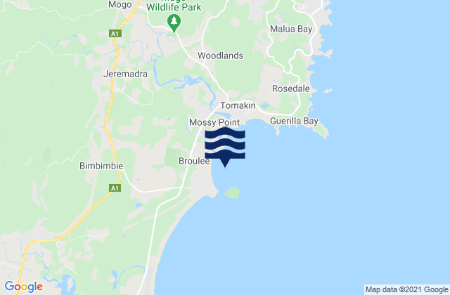 Broulee Island, Australia tide times map