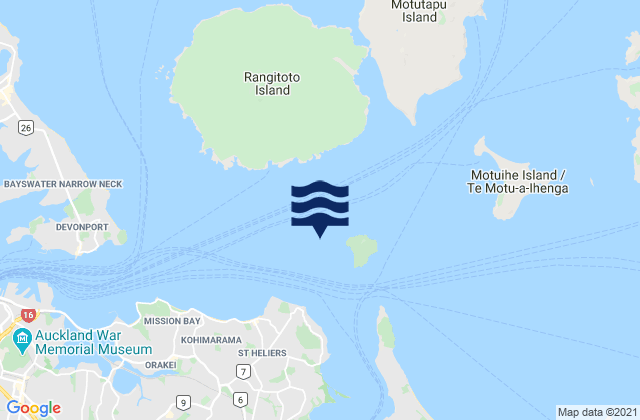 Browns Island (Motukorea), New Zealand tide times map