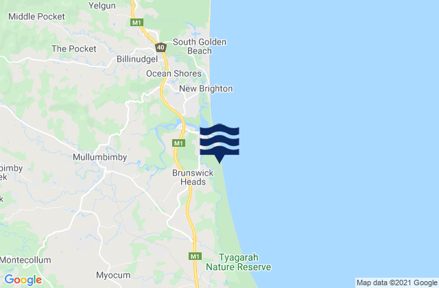 Brunswick Heads North, Australia tide times map